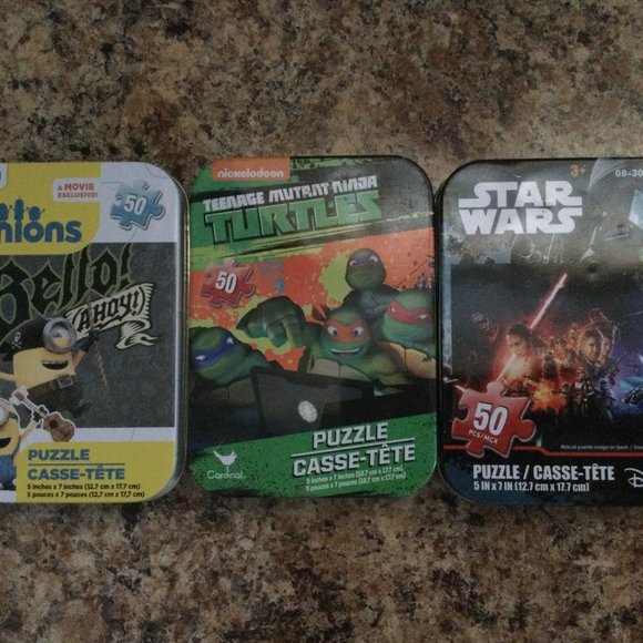 Lot of 4 puzzles frozen, star wars, minions, ninja turtles, very good condition - Picture 2 of 4